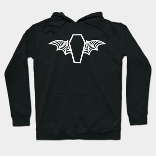 Batwing Coffin - White on Black Hoodie